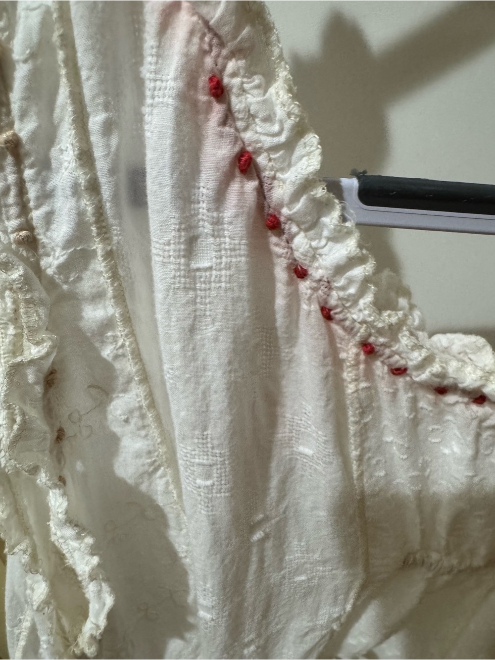 Antica Santorini Embroidered Sleeveless Tunic with Red Stitching - Picture 10 of 12